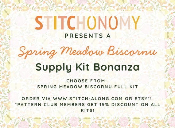 Spring Meadow Biscornu 2026 Stitch Along / Springtime SAL 2026 / Stitch Along Supply Kits / Spring Meadow Full Kit