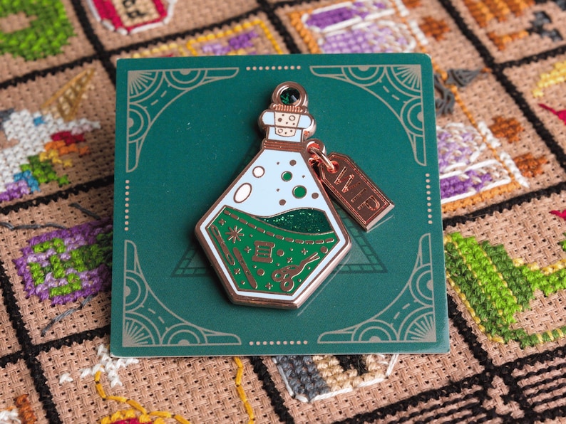 Potion Bottle Needle Minder, Witchy Halloween Cross Stitch Accessory image 8