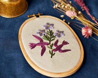 Campanula Embroidery Kit, Yumiko Higuchi Floral Bird Needlecraft Set
