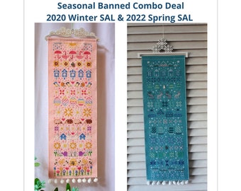 Combi-deal 2 patterns: 2020 winter SAL & 2022 spring SAL / Seasonal Banner / Winter Bell Pull / Spring Bell Pull / Seasonal Embroidery