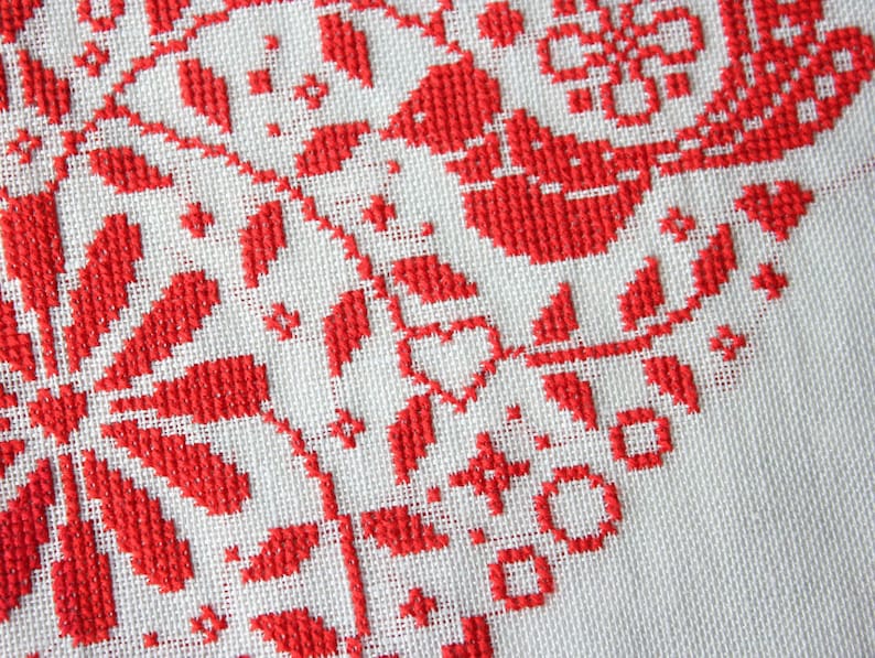 Red Heart Cross Stitch Pattern / Scandinavian Cross Stitch / Heart Embroidery / Folk Art Embroidery / Valentine Cross Stitch / Personalized image 8