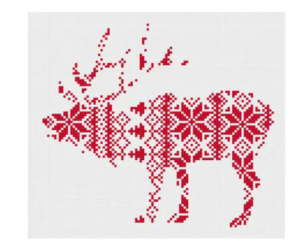 Nordic Cross Stitch Pattern Christmas Reindeer Pattern Printable Deer ...