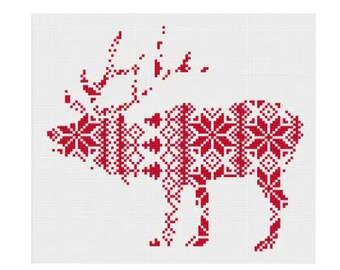 Nordic Reindeer Cross Stitch Pattern, Printable Deer PDF