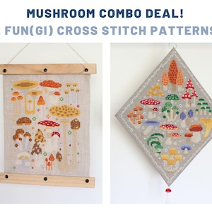 Fantastic Fungi, Mushroom Sampler Combo Deal, Fantastic Fungi Cross Stitch, Mushroom Embroidery, Nature Needlecraft, Botanical Stitching