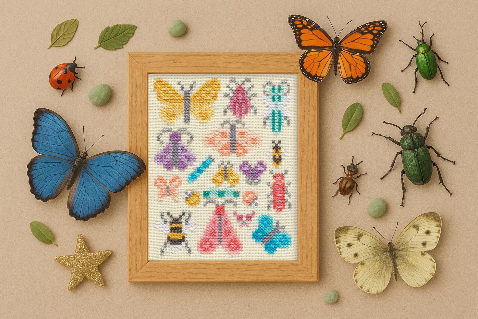 Insect Collage Cross Stitch Pattern / Bug Embroidery Design / Nature ...