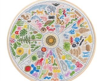 Kingdoms of Life Cross Stitch Pattern, PDF Science Nature Stitch Along