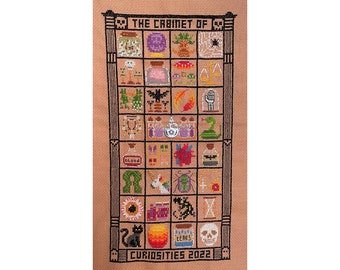 Cabinet of Curiosities Halloween 2022 Cross Stitch Pattern, PDF Spooky Stitch Along