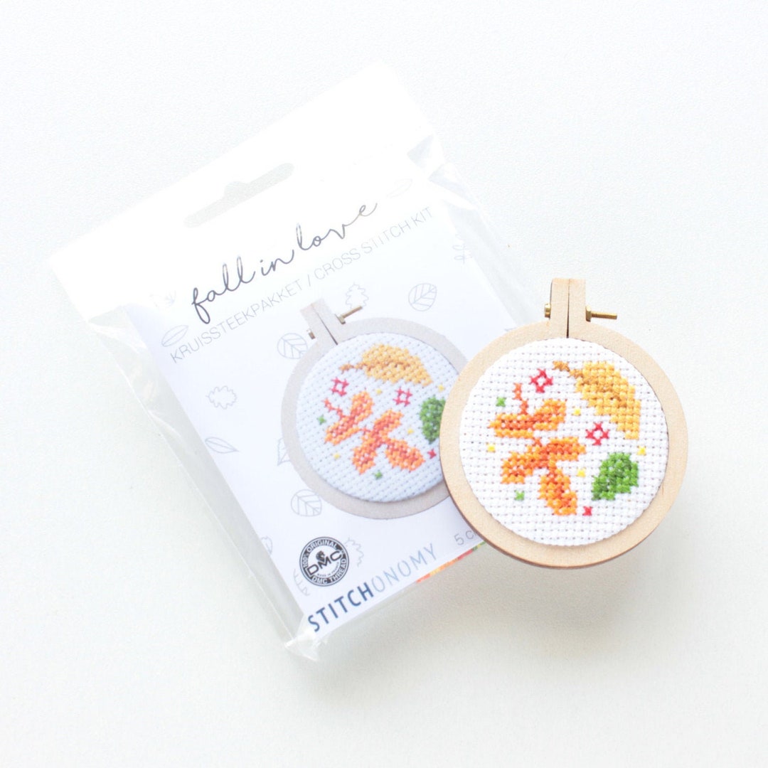 Mini Fall Leaves Cross Stitch Kit, Autumn Cross Stitch, Fall Cross ...
