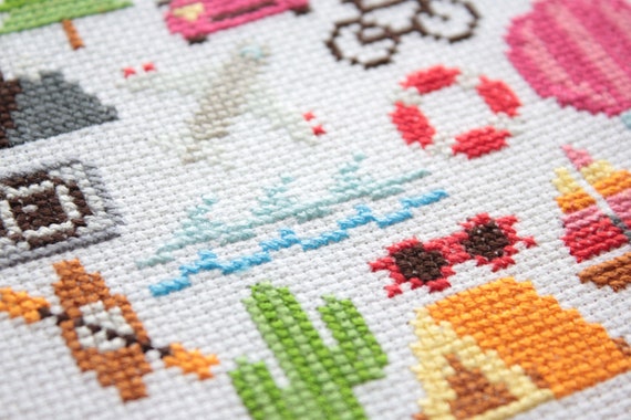 Travel Embroidery Kit Unusual Cross Stitch Kit Collage Cross