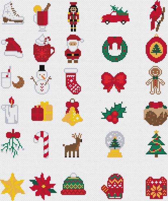 Counted Cross-Stitch Patterns - Tiny Christmas Ornaments Cross