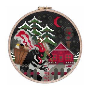 Krampus cross stitch pattern / Creepy Christmas pattern / Horror Christmas / Dark xmas pattern / gothic stitch / krampus stitch pattern