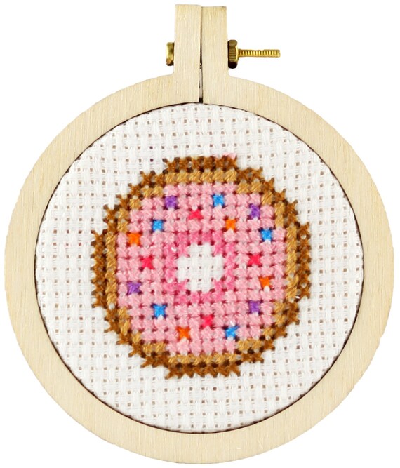 Mini Donut, stitching kit online, contemporary cross stitch kits, Fastfood  counted cross stitch kits for kids, simple cross stitch kits