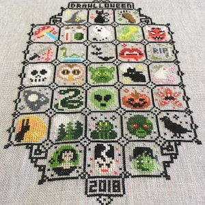 Halloween Cross Stitch Pattern SAL 2018 / Sampler Halloween / Spooky Stitch / 31 Spooky Mini Cross Stitch Patterns image 2