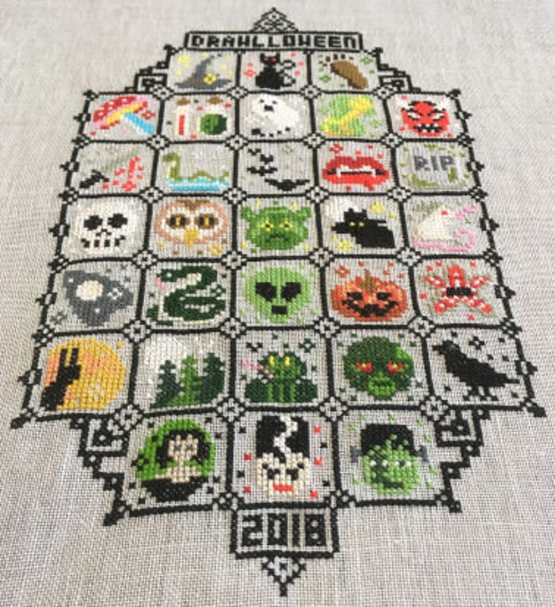 Halloween Cross Stitch Pattern SAL 2018 / Sampler Halloween / Spooky Stitch / 31 Spooky Mini Cross Stitch Patterns image 2