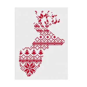 Nordic Cross Stitch Pattern Christmas Reindeer Pattern Printable Deer Instant Download PDF Scandinavian Modern Cross Stitch Holiday DIY Gift