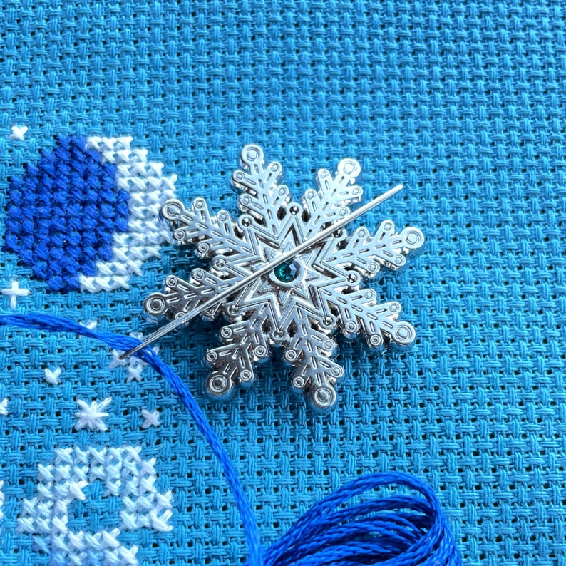 Snowflake Needle Minder / Winter Needle Minder / Stitchonomy Winter SAL Needle Keeper / High Quality Snowflake Needle Nanny / Rhinestone image 1