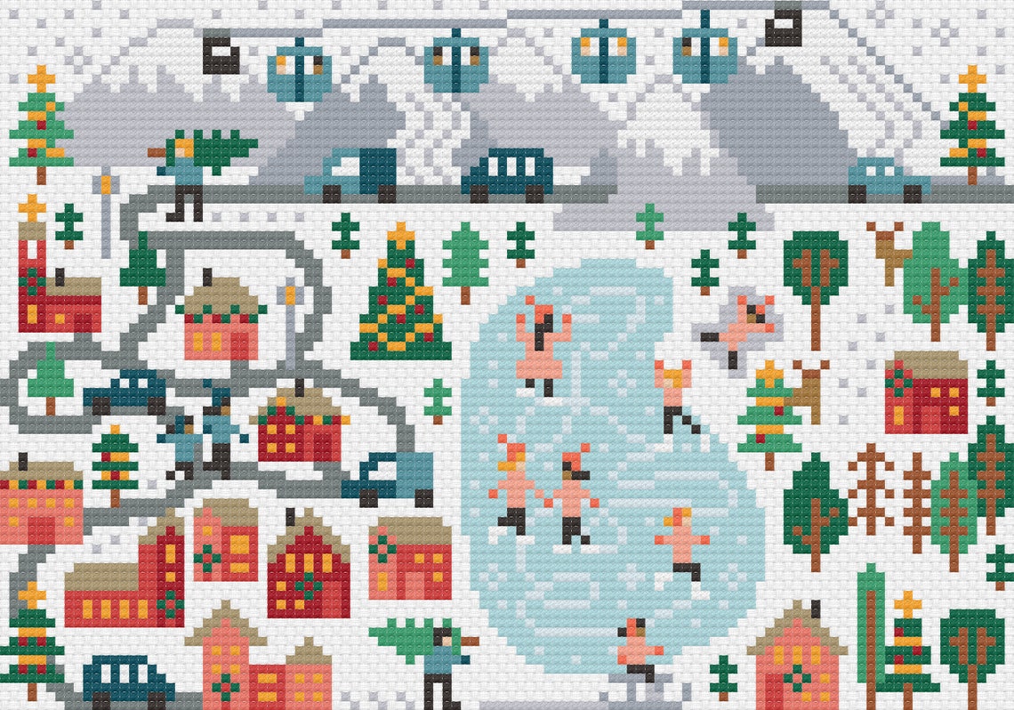 Winter Wonderland Cross Stitch Pattern / Winter Scene Etsy