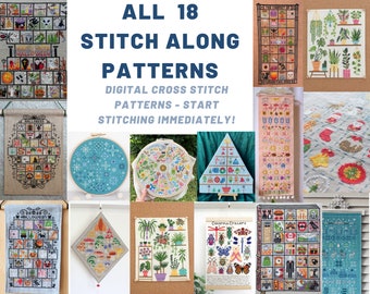 All SALs Cross Stitch Pattern PDF Combi-Deal, Complete Stitch Along Bundle Instant Download, Beginner Embroidery Gift