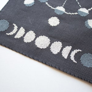 Moon Phase Poster Cross Stitch Pattern / Moon Cross Stitch Pattern / Moon Phase Embroidery / Stitch Moon phases / Stitch on Black Fabric image 5