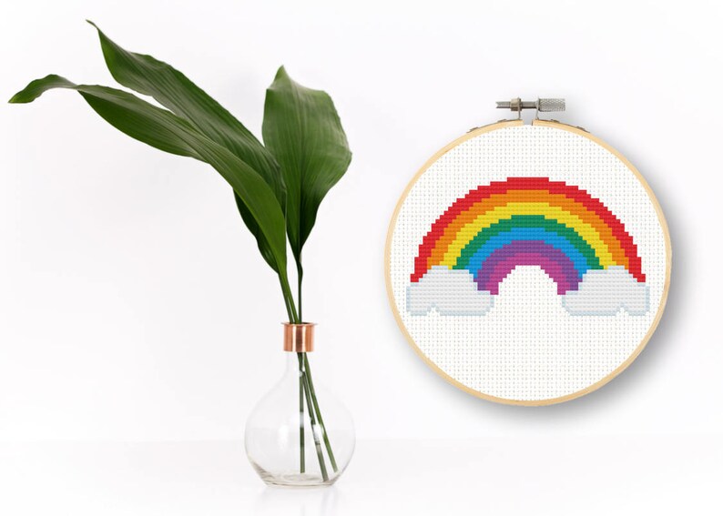 Rainbow Cross Stitch Pattern Colorful Instant Download Summer Nursery Decor Chakras Prism Color Spectrum Multicolor Cross Stitch Rainbow image 2