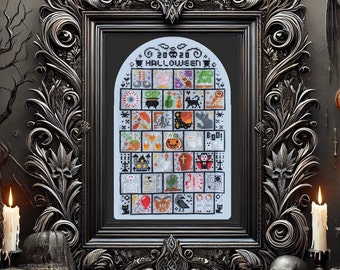 Halloween Cross Stitch Pattern SAL 2020 / Sampler Halloween / Spooky Stitch / 31 Spooky Mini Cross Stitch Patterns