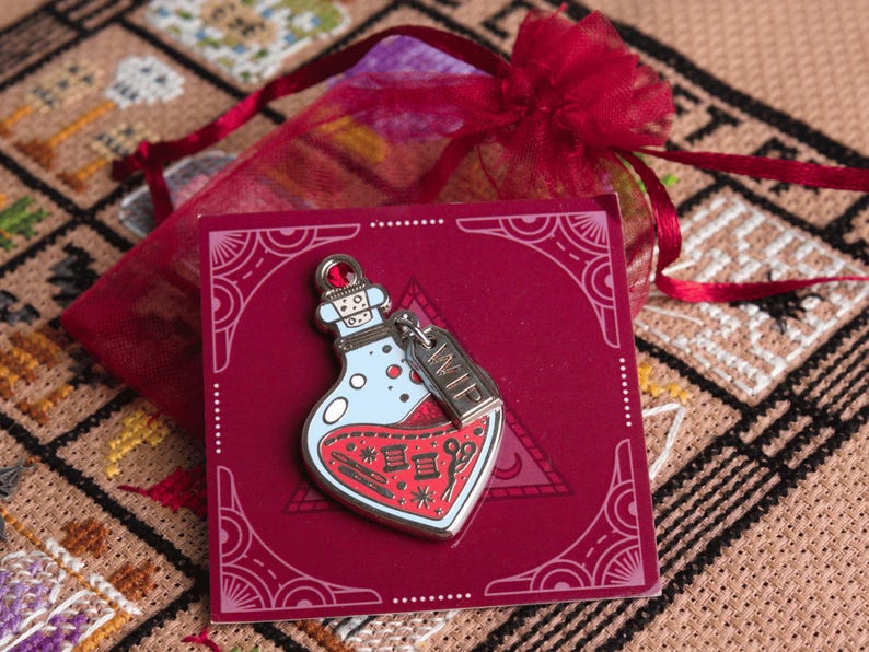 Potion Bottle Needle Minder, Witchy Halloween Cross Stitch Accessory image 6