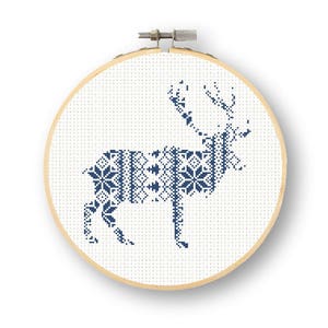 Scandinavian Reindeer Cross Stitch Pattern, Christmas PDF