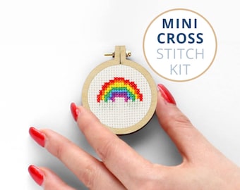 Rainbow Mini Cross Stitch Kit, Colorful Pride Needlecraft Set