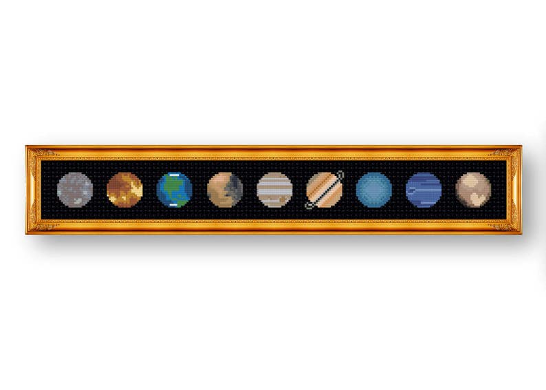 Mini Planet Cross Stitch Pattern Set 11 Patterns NASA Planets Geek Hoop Art Space Cross Stitch Science Tiny Planet Embroidery Set Discount image 4