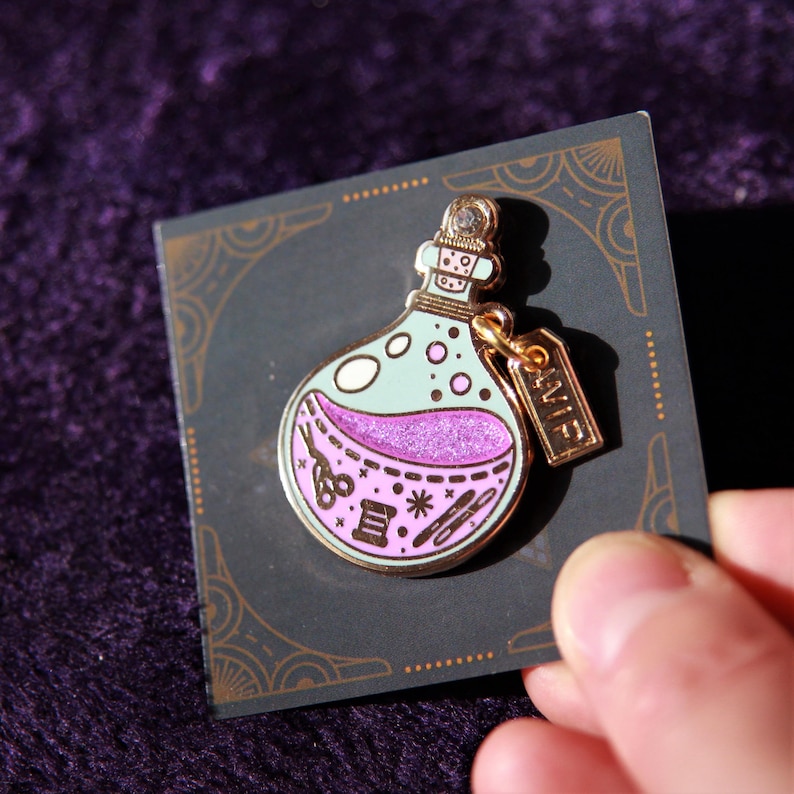 Potion Bottle Needle Minder, Witchy Halloween Cross Stitch Accessory image 3