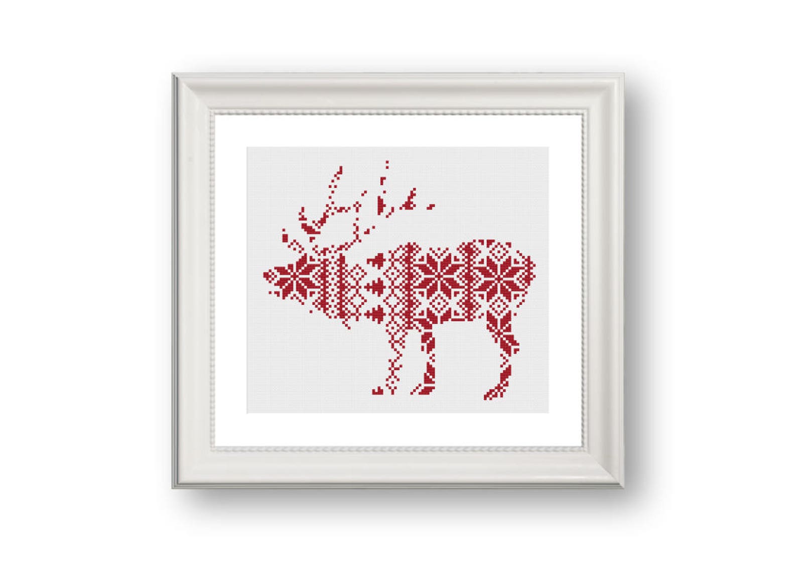 Nordic Cross Stitch Pattern Christmas Reindeer Pattern Printable Deer ...