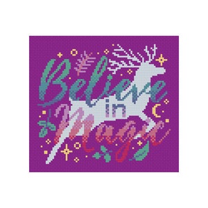 Believe in Magic Cross Stitch Pattern / Magic Cross Stitch / Deer Cross Stitch / Magical Forest / Forest Cross Stitch / Magical Stitch image 2