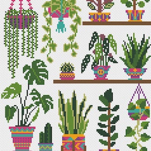 Homely Houseplants V1 2020 SAL / Plant Collage Cross Stitch Pattern / 3 Schemes / Plant Love / Monstera Cross Stitch / Plant Cross Stitch image 9