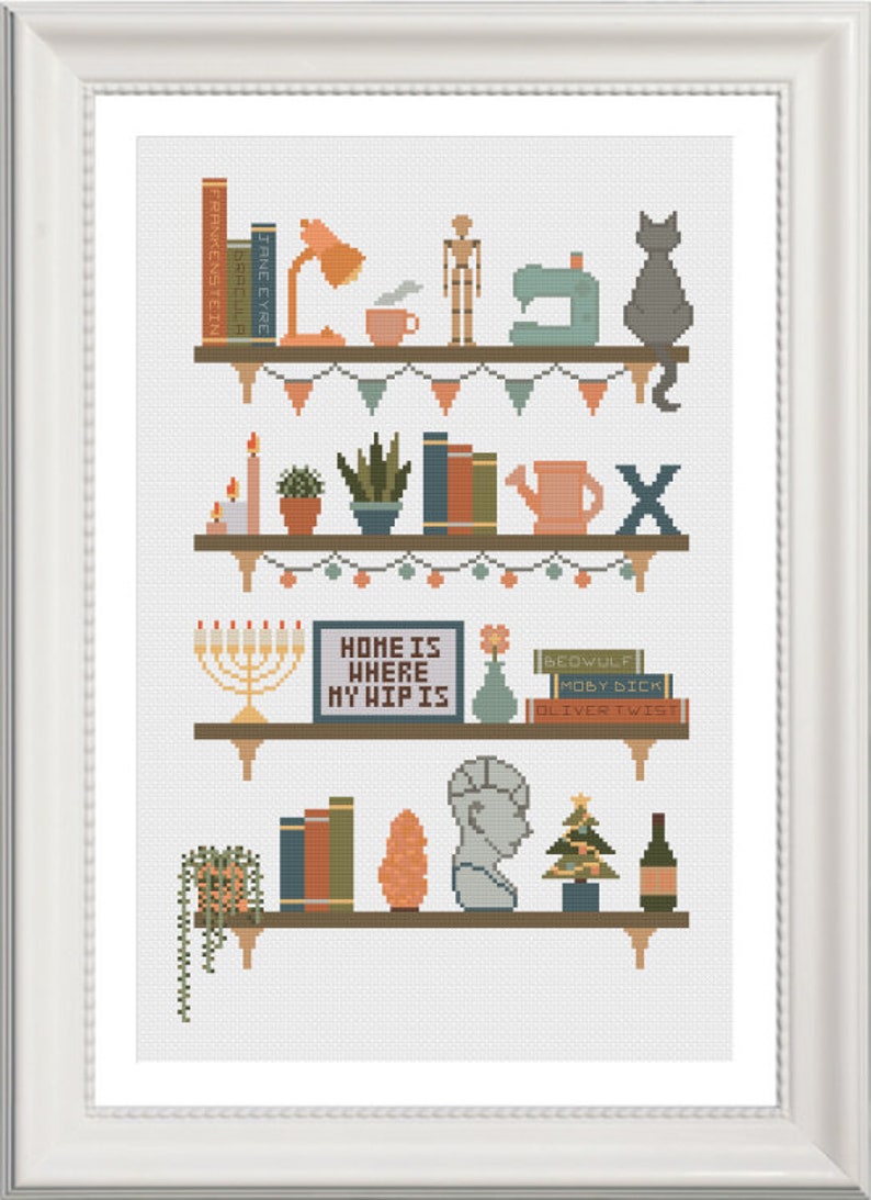 Book Shelf Cross Stitch Pattern / Build Your Own Book Shelf / Etsy