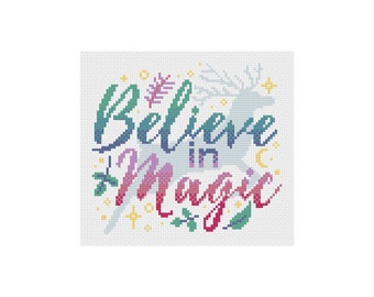 Believe in Magic Cross Stitch Pattern / Magic Cross Stitch / Deer Cross Stitch / Magical Forest / Forest Cross Stitch / Magical Stitch