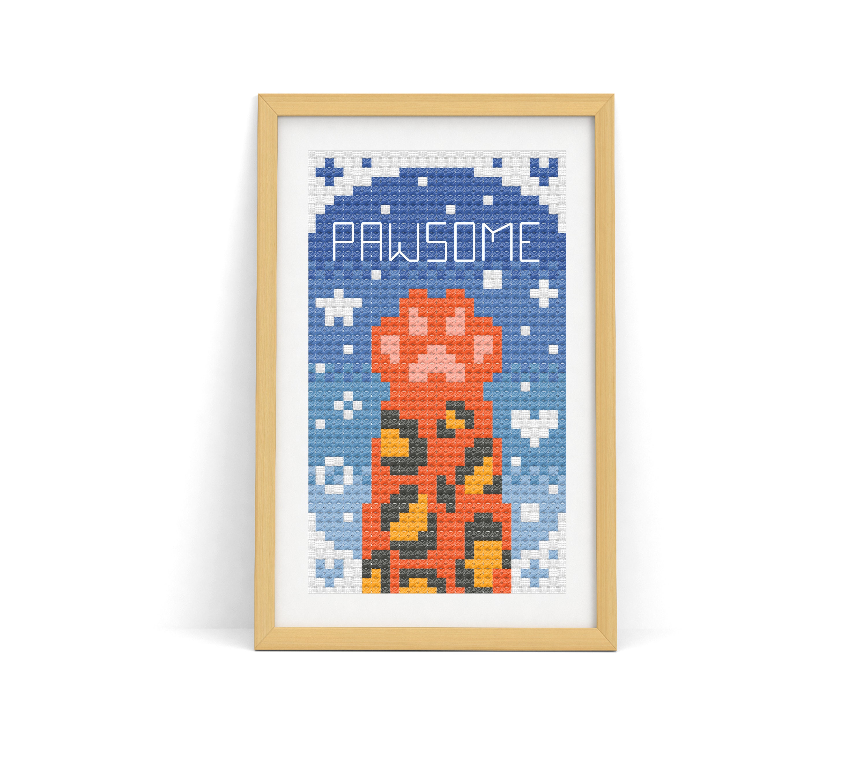 Pawsome Cat Cross Stitch Pattern, pawsome cat, cat cross, adorable craft, whimsical stitching, animal decor, cat lover gift, funny design