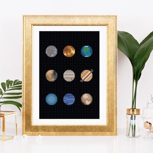 Mini Planet Cross Stitch Pattern Set 11 Patterns NASA Planets Geek Hoop Art Space Cross Stitch Science Tiny Planet Embroidery Set Discount image 3