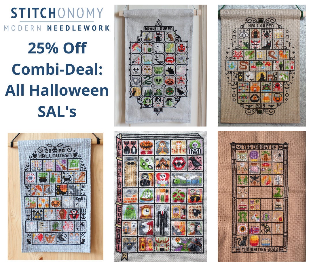 Halloween SAL Cross Stitch Pattern PDF Combi-deal, Spooky Stitch Along ...