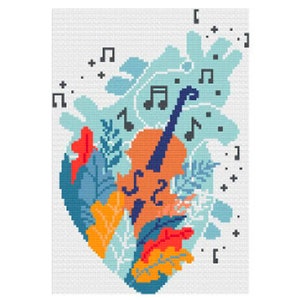 Love is Everything / Music Heart Cross Stitch Pattern / Love is Music Cross Stitch / Violin Cross Stitch / Violin Embroidery / Music is Life