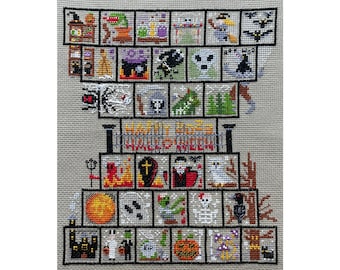 Classic Halloween 2023 Cross Stitch Pattern, PDF Spooky Seasonal Stitch Along