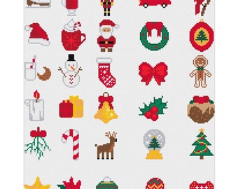 30 Tiny Christmas Cross Stitch Patterns / Christmas Ornaments Cross Stitch