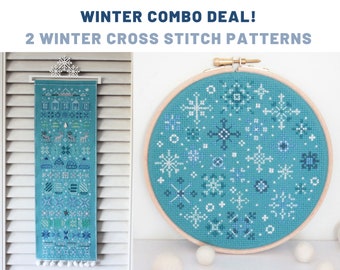 Winter Stitch Along Bundle / modern pattern snowflake, Nordic snowflakes, Simple embroidery, snowflake chart, snowflake pattern