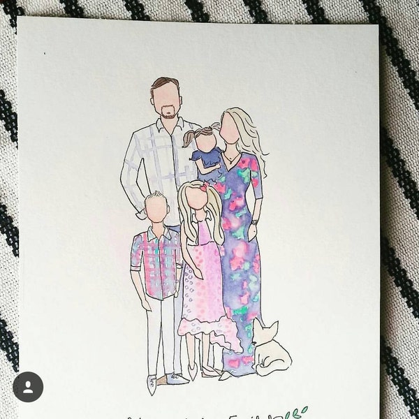 Custom Watercolor Portrait Illustration 8x10