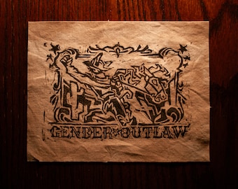 GENDER OUTLAW - block print patch