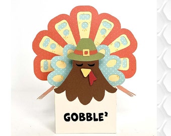 Gobble Gobble Thanksgiving Box Card SVG files for Cricut or Silhouette