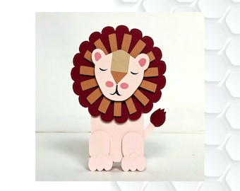 Lionel the Stand Up Card- Lion SVG - Card SVG- Lion Svg for Kids- Pop Up Card svg - Papercraft - Card for kids