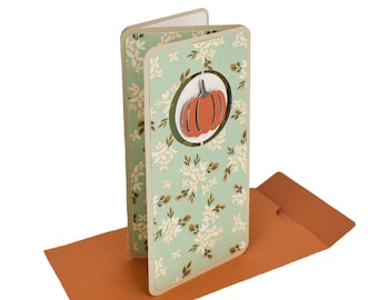 Mini Slimline Floating Pumpkin Card with Envelope SVG Files for Cricut, Silhouette Designer Edition Software