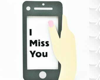 I Miss You Phone Card Box Card 3D Cardmaking SVG Fichiers pour Cricut et Silhouette Designer Edition