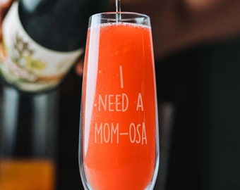 Personalized Luxurious Polycarbonate Champagne Flutes, Mom-osa, Set of 2, Add your Own Personalization