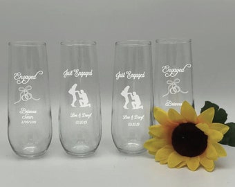 Couples Toasting Flute set of 2, Engagement gift, Shower Gift, Engagement Gift for Couples, 2 glass gift set, Toasting Flutes, Fast Shipping
